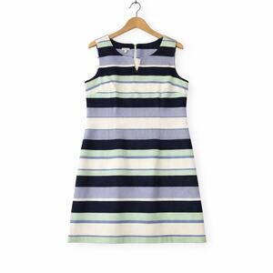 Talbots cotton striped coastal sleeveless dress in blue and white women 16